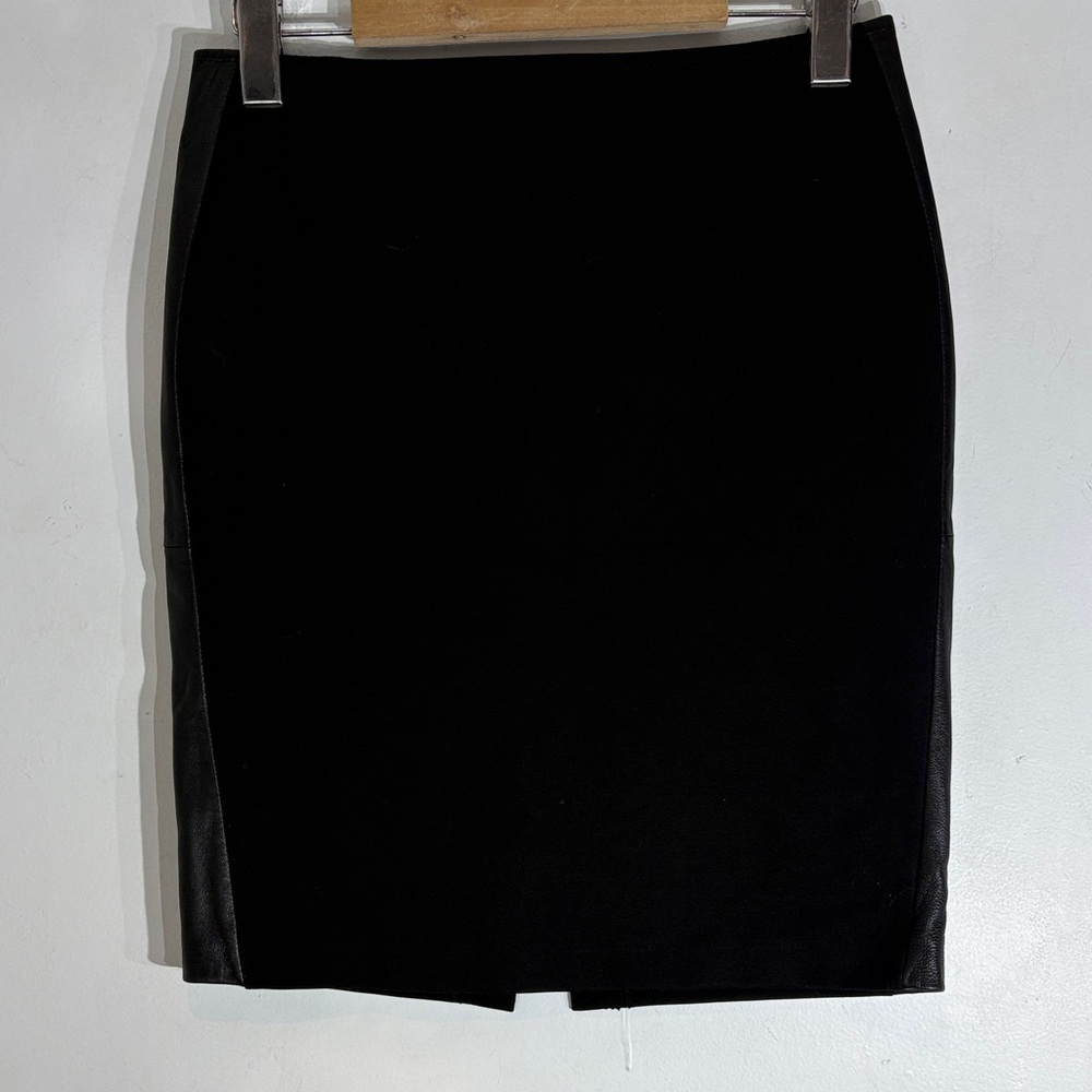 Leather Panel Pencil Skirt Black Danier Italian Leather Size 4